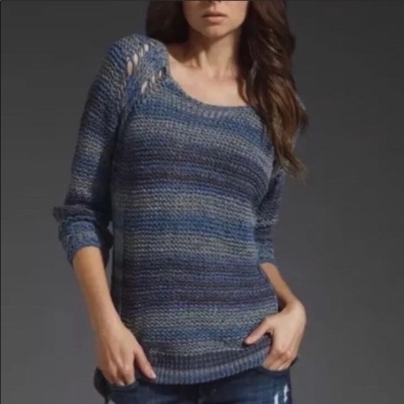 Free People Sweaters - Free People Desert Moon Open Knit Sweater Blue L